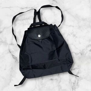 Black foldable nylon canvas black backpack small longchamp vibes